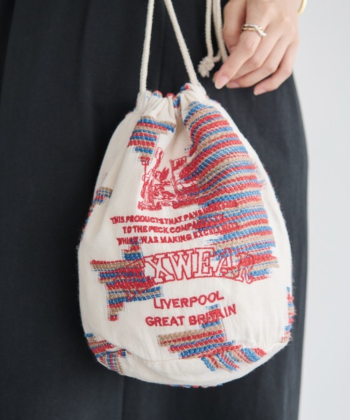 セール】JACQUARD DRAW STRING BAG/ジャガードドローストリング