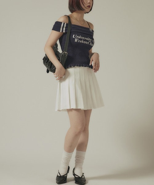 BLANK　（ブランク）の「Box Pleated Skirt / ボックスプリーツスカート（スカート・レディース・グレー/カーキ/ホワイト/ブラック・FREE）」の8枚目の写真