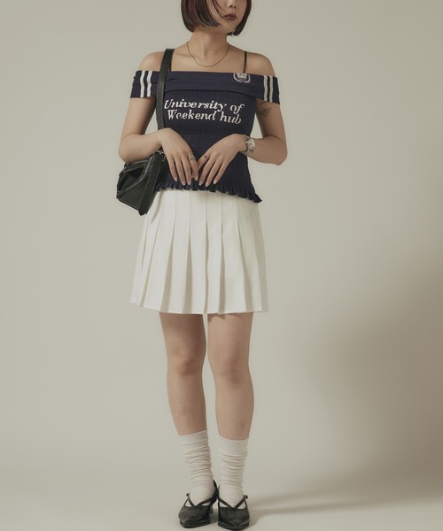 BLANK　（ブランク）の「Box Pleated Skirt / ボックスプリーツスカート（スカート・レディース・グレー/カーキ/ホワイト/ブラック・FREE）」の7枚目の写真