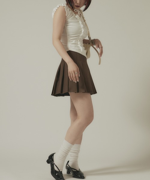 BLANK　（ブランク）の「Box Pleated Skirt / ボックスプリーツスカート（スカート・レディース・グレー/カーキ/ホワイト/ブラック・FREE）」の22枚目の写真