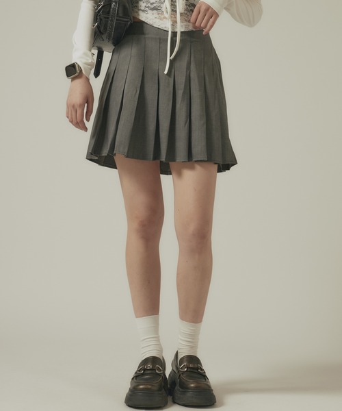 BLANK　（ブランク）の「Box Pleated Skirt / ボックスプリーツスカート（スカート・レディース・グレー/カーキ/ホワイト/ブラック・FREE）」の14枚目の写真