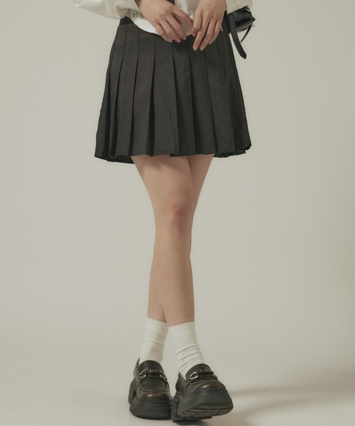 BLANK　（ブランク）の「Box Pleated Skirt / ボックスプリーツスカート（スカート・レディース・グレー/カーキ/ホワイト/ブラック・FREE）」の10枚目の写真