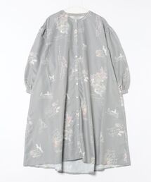 イズスカラー 数字と花蝶柄 前開きワンピース スカラー ScoLar 数字と花蝶柄 前開きワンピース （グレー