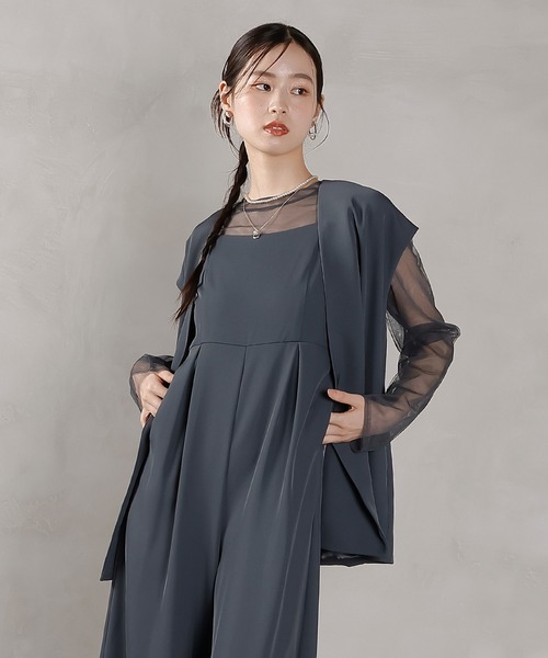 新品タグ付き　kana パーティー　パンツドレス　オケージョン　結婚式　ネイビー マニッシュ ベスト セットアップ 3点 パンツドレス パーティー