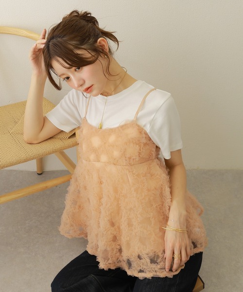tulle peplum camisole/チュールモチーフペプラムキャミソール
