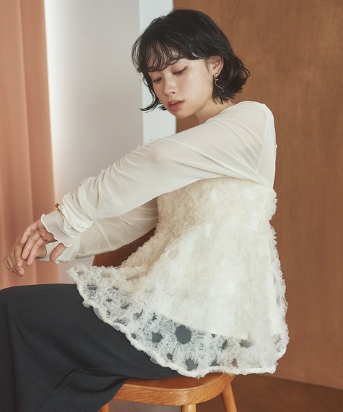 tulle peplum camisole/チュールモチーフペプラムキャミソール