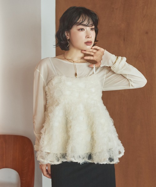 tulle peplum camisole/チュールモチーフペプラムキャミソール
