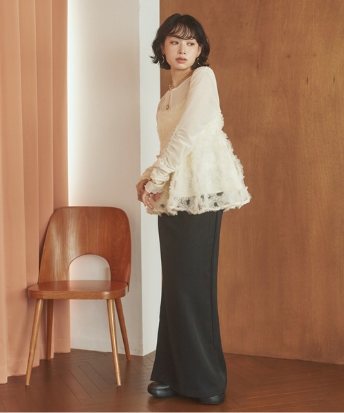 tulle peplum camisole/チュールモチーフペプラムキャミソール