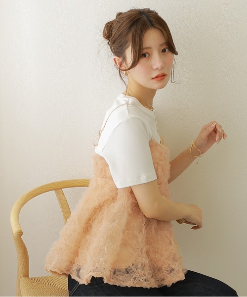 tulle peplum camisole/チュールモチーフペプラムキャミソール