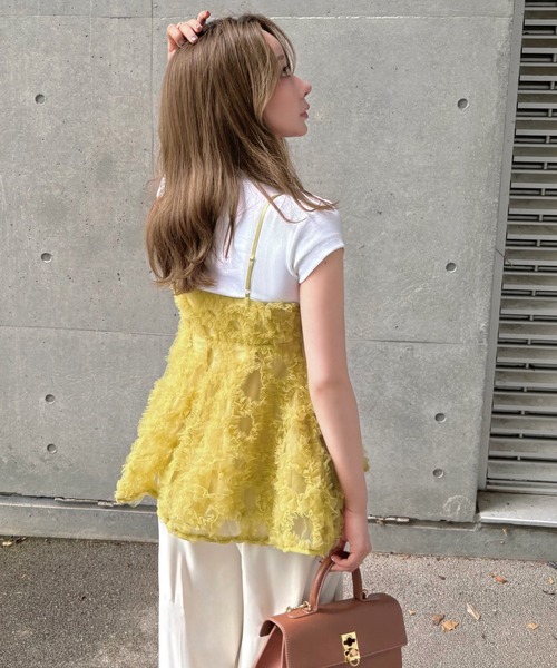 LAULEN（ローレン）の「tulle peplum camisole/チュールモチーフペプラムキャミソール（キャミソール・レディース・グリーン/ピンク/アイボリー・FREE）」の20枚目の写真