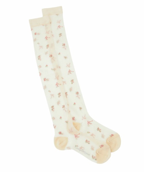 Candy Stripper（キャンディストリッパー）の「GARDEN SHEER KNEE HIGH ソックス（ソックス/靴下・レディース・アイボリー/ブラック/オフホワイト・FREE）」の4枚目の写真