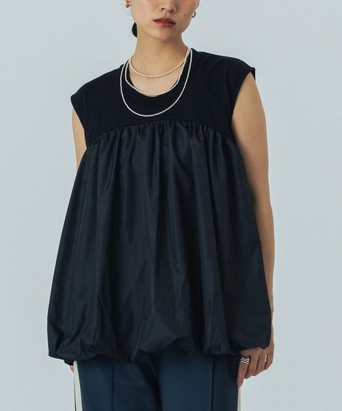 ROSE BUD(ローズバッド)の「FABRIC COMBINATION TANK(タンクトップ・レディース・ブラック/ホワイト・ONE SIZE)」の2枚目の写真