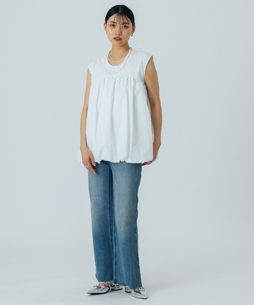 ROSE BUD(ローズバッド)の「FABRIC COMBINATION TANK(タンクトップ・レディース・ブラック/ホワイト・ONE SIZE)」の9枚目の写真