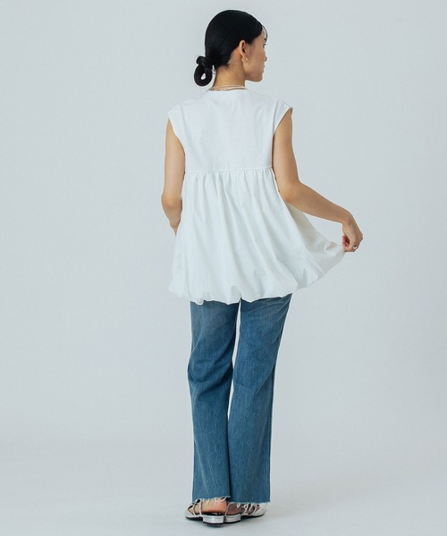 ROSE BUD(ローズバッド)の「FABRIC COMBINATION TANK(タンクトップ・レディース・ブラック/ホワイト・ONE SIZE)」の6枚目の写真