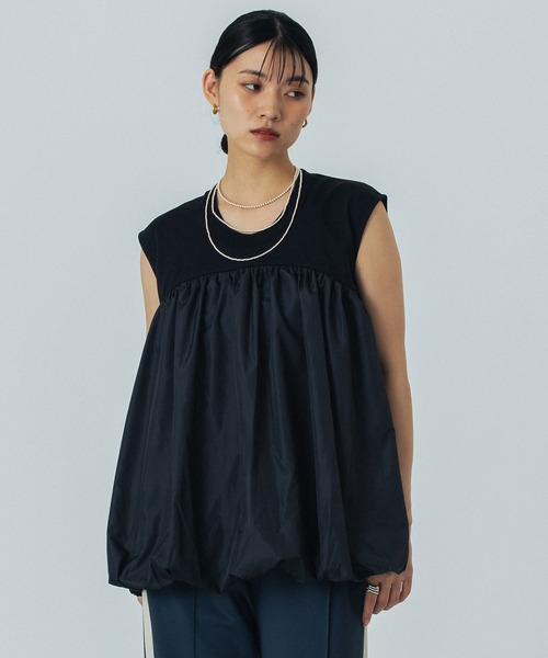 ROSE BUD(ローズバッド)の「FABRIC COMBINATION TANK(タンクトップ・レディース・ブラック/ホワイト・ONE SIZE)」の5枚目の写真