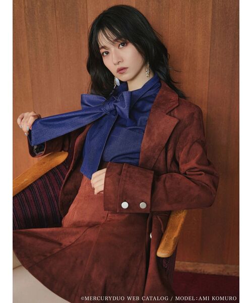 MERCURYDUO(マーキュリーデュオ)の「配色ステッチビッグリボンセットシャツ(シャツ/ブラウス・レディース・オフホワイト/インディゴブルー/ピンク・FREE)」の2枚目の写真