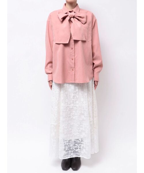 MERCURYDUO(マーキュリーデュオ)の「配色ステッチビッグリボンセットシャツ(シャツ/ブラウス・レディース・オフホワイト/インディゴブルー/ピンク・FREE)」の6枚目の写真