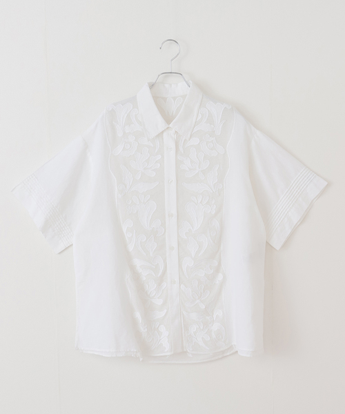 JOURNAL STANDARD（ジャーナルスタンダード）の「シアーコンビレースシャツ（シャツ/ブラウス・レディース・ホワイト/ブラック・FREE）」の14枚目の写真