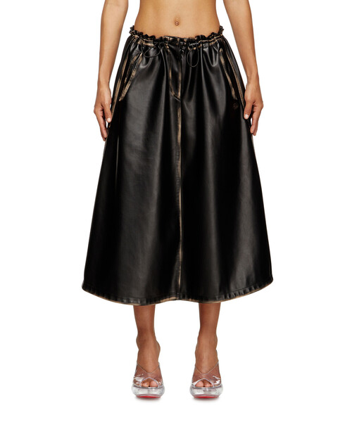 スカート DIESEL M-Meryn-Short M-MERYN-SHORT Ribbed mini skirt with cargo pockets｜ブラック