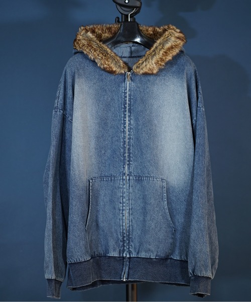 美品Blumarine ファー付きデニムジャケット デニムジャケット ショート丈 春アウター[品番：AGCW0003498