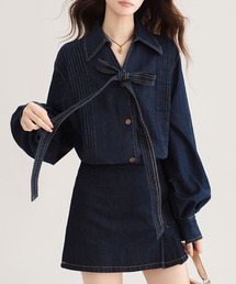 2ly2（トゥーリートゥー）の「リボン付きデニムセットアップ（セットアップ）」