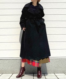 Q | へリンボンスタンドロングコート(その他アウター)