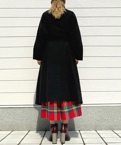 Q（キュー）の「へリンボンスタンドロングコート（その他アウター・レディース・チャコールグレー/ブラウン・MEDIUM）」の9枚目の写真