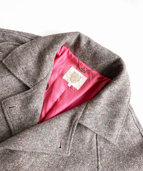 Q（キュー）の「へリンボンスタンドロングコート（その他アウター・レディース・チャコールグレー/ブラウン・MEDIUM）」の5枚目の写真