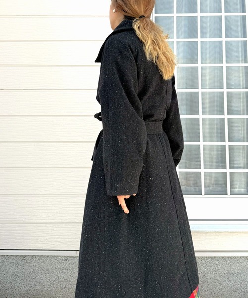 Q（キュー）の「へリンボンスタンドロングコート（その他アウター・レディース・チャコールグレー/ブラウン・MEDIUM）」の20枚目の写真