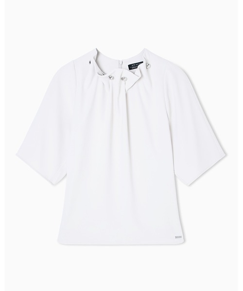ARMANI EXCHANGE(アルマーニエクスチェンジ)の「【A|X アルマーニ エクスチェンジ】ジュエルデザインネック ブラウス(シャツ/ブラウス・レディース・アイボリー/ブラック・LARGE/MEDIUM/SMALL/X-LARGE/X-SMALL)」の4枚目の写真