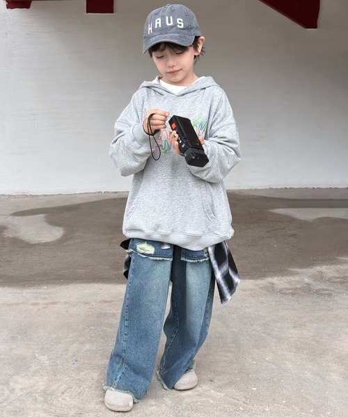 aimoha（アイモハ）の「【aimoha-KIDS-】カラフルロゴパーカー（パーカー・キッズ・杢グレー・140/130/120/160/150）」の3枚目の写真