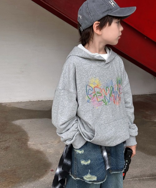 aimoha（アイモハ）の「【aimoha-KIDS-】カラフルロゴパーカー（パーカー・キッズ・杢グレー・140/130/120/160/150）」の7枚目の写真