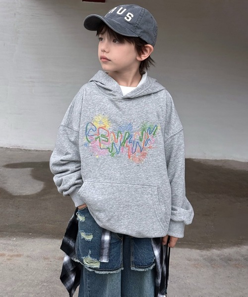 aimoha（アイモハ）の「【aimoha-KIDS-】カラフルロゴパーカー（パーカー・キッズ・杢グレー・140/130/120/160/150）」の8枚目の写真