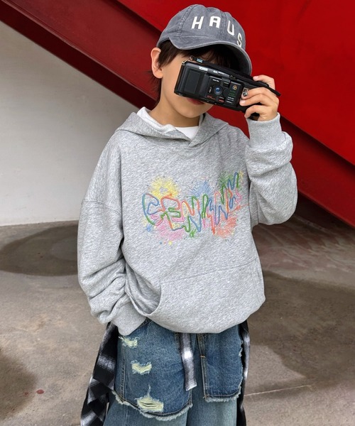 aimoha（アイモハ）の「【aimoha-KIDS-】カラフルロゴパーカー（パーカー・キッズ・杢グレー・140/130/120/160/150）」の2枚目の写真