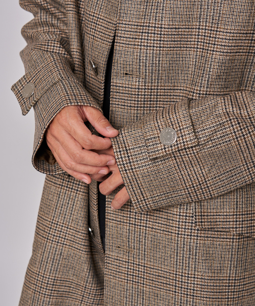 Mackintosh(マッキントッシュ)の「MACKINTOSH(マッキントッシュ) 別注 HUMBIE/ハンビー SL "グレンチェック"(ステンカラーコート・メンズ・チョコ・34/36/38/40)」の12枚目の写真