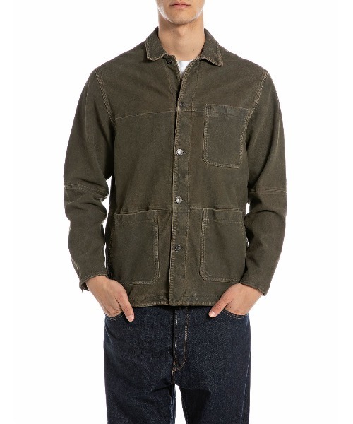 REPLAY（リプレイ）の「ヴィンテージ ウォッシュゴートスウェードジャケット（カバーオール・メンズ・グレー・SMALL）」の3枚目の写真