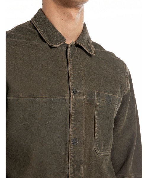 REPLAY（リプレイ）の「ヴィンテージ ウォッシュゴートスウェードジャケット（カバーオール・メンズ・グレー・SMALL）」の4枚目の写真