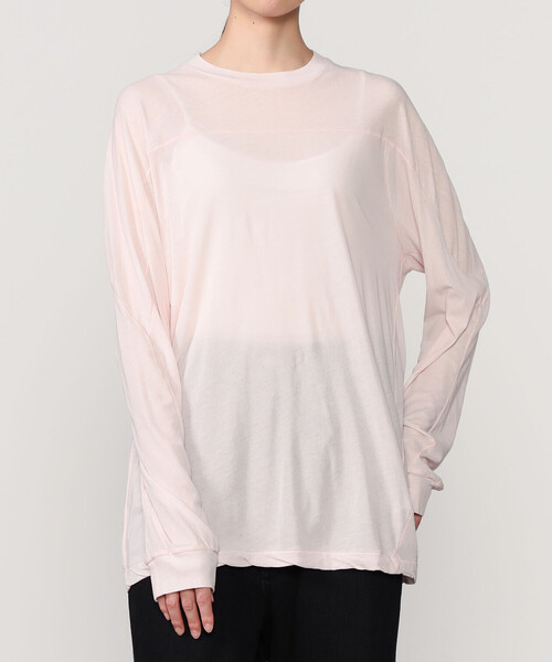 UNFIL（アンフィル）の「UNFIL | コットンシアージャージー フットボールTシャツ WOMEN（Tシャツ/カットソー・レディース・ピンク/ダークブラウン・1）」の8枚目の写真