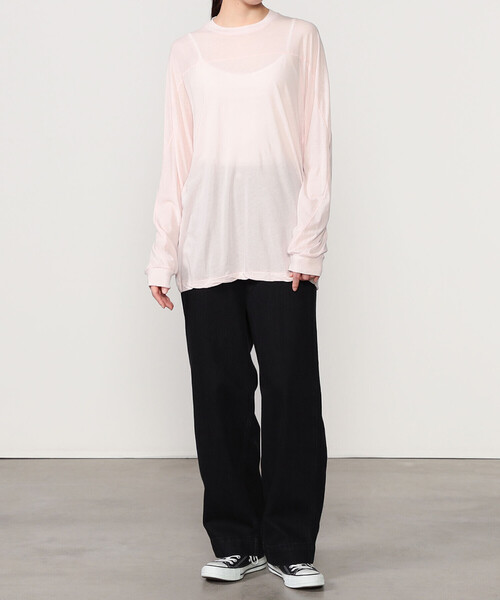 UNFIL（アンフィル）の「UNFIL | コットンシアージャージー フットボールTシャツ WOMEN（Tシャツ/カットソー・レディース・ピンク/ダークブラウン・1）」の3枚目の写真