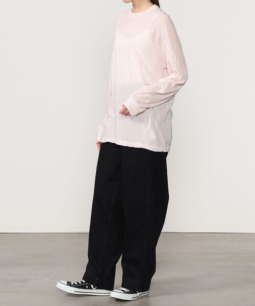 UNFIL（アンフィル）の「UNFIL | コットンシアージャージー フットボールTシャツ WOMEN（Tシャツ/カットソー・レディース・ピンク/ダークブラウン・1）」の4枚目の写真