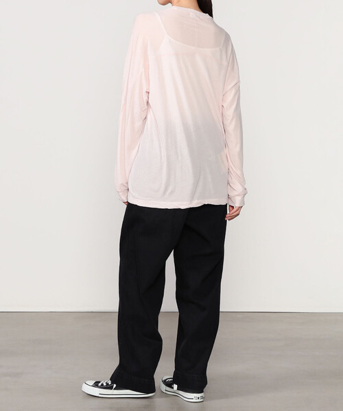 UNFIL（アンフィル）の「UNFIL | コットンシアージャージー フットボールTシャツ WOMEN（Tシャツ/カットソー・レディース・ピンク/ダークブラウン・1）」の5枚目の写真