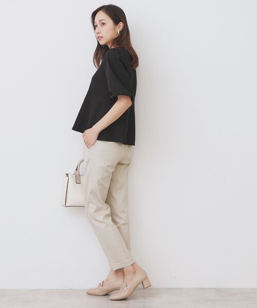 index（インデックス）の「《S-LLサイズ》バルーンスリーブペプラムトップス【洗濯機洗い可/接触冷感/UVケア】（Tシャツ/カットソー・レディース・サックスブルー/ブラック/オフホワイト・38/40/42/36）」の11枚目の写真