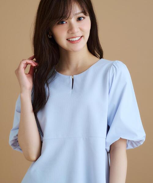 index（インデックス）の「《S-LLサイズ》バルーンスリーブペプラムトップス【洗濯機洗い可/接触冷感/UVケア】（Tシャツ/カットソー・レディース・サックスブルー/ブラック/オフホワイト・38/40/42/36）」の17枚目の写真