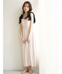 snidel home 肩リボンワンピース　パジャマ SNIDEL HOME パジャマ ルームウェア リボンタンクワンピース
