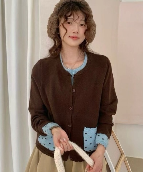 セール】【4色展開】チョコミントカラーあり フェイクレイヤード