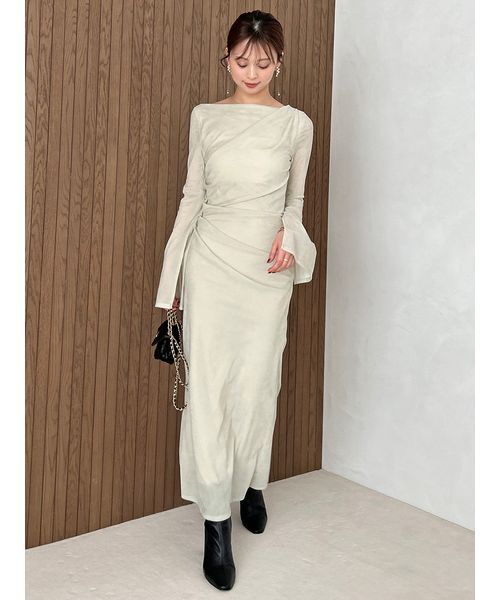 SNIDEL スナイデル フロッキーベロアドレープドレス フロッキーベロアドレープドレス（ドレス）｜SNIDEL（スナイデル