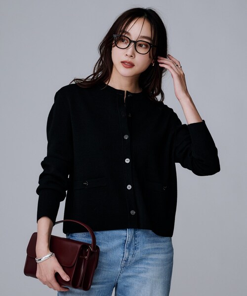 UNTITLED（アンタイトル）の「【アンサンブル可/ジャケット風】ウールミラノリブカーディガン（カーディガン/ボレロ・レディース・ブラック/ホワイト系7/ブラック系4/ベージュ系4・00/02/04/44/48）」の3枚目の写真