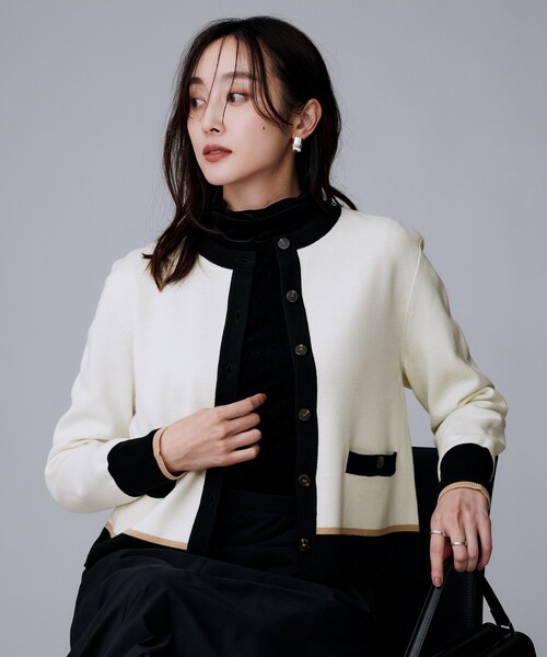 UNTITLED（アンタイトル）の「【アンサンブル可/ジャケット風】ウールミラノリブカーディガン（カーディガン/ボレロ・レディース・ブラック/ホワイト系7/ブラック系4/ベージュ系4・00/02/04/44/48）」の14枚目の写真