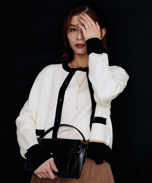 UNTITLED（アンタイトル）の「【アンサンブル可/ジャケット風】ウールミラノリブカーディガン（カーディガン/ボレロ・レディース・ブラック/ホワイト系7/ブラック系4/ベージュ系4・00/02/04/44/48）」の16枚目の写真