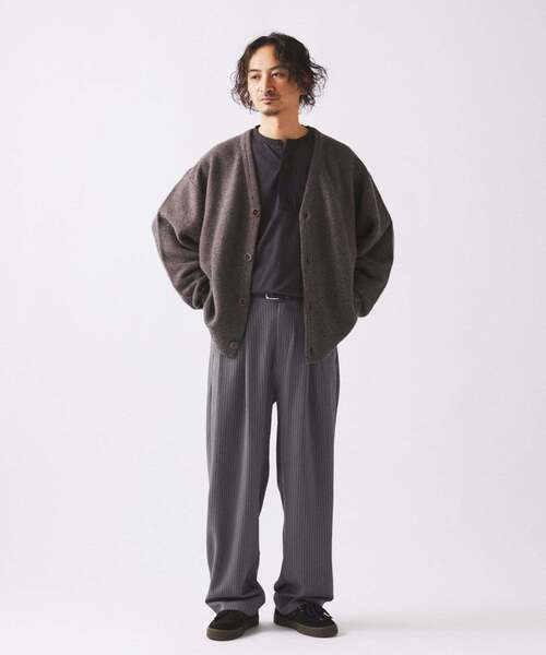 JOURNAL STANDARD relume（ジャーナルスタンダード　レリューム）の「ハミルトン ウール ガーターカーディガン（ニット/セーター・メンズ・パープル/レンガ/ブラック系その他/グレー・LARGE/MEDIUM）」の9枚目の写真